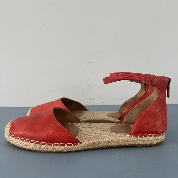 Eileen Fisher Lala Red Orange Leather Espadrille Flats - Picture 5 of 10